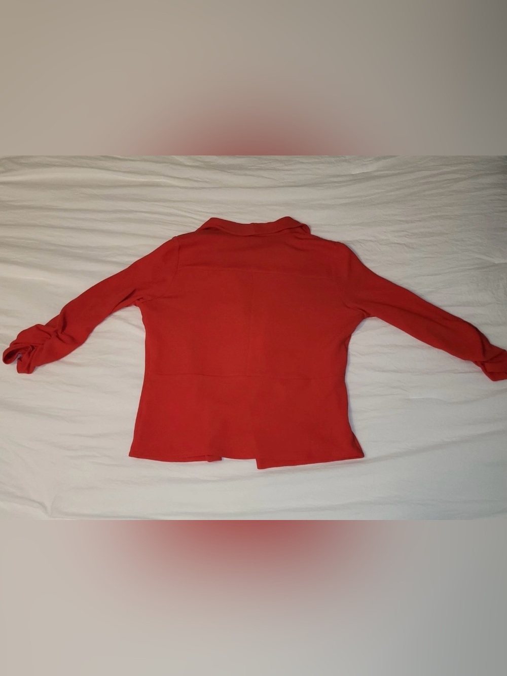 Lock & Love Open Front Blazer Jacket Red Women's Small NWT Ruched 3/4 Sleeve - Picture 9 of 15